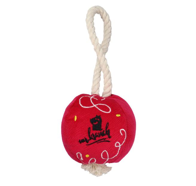 Игрушка шарик новогодний с канатом для собак мелких и средних пород ярко-розовый Mr.kranch 20х9х9см