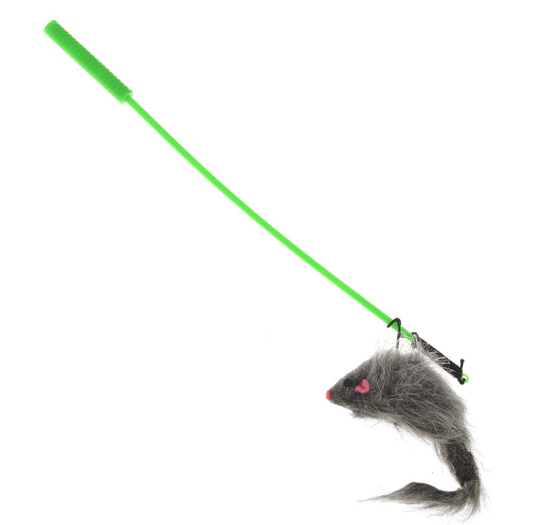 Игрушка-дразнилка мышка на палочке для кошек Nunbell 40см sasp8210