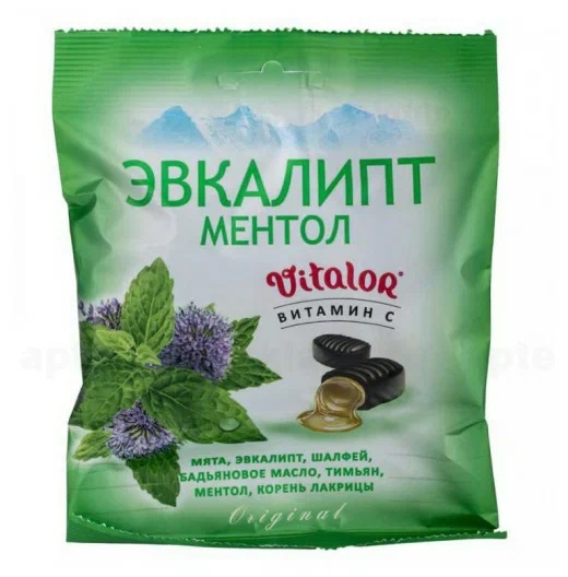 Виталор карамель леденцовая 60г эвкалипт с ментолом БАД