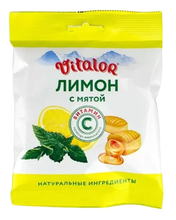 Виталор карамель леденцовая 60г лимон/мята/витамин С БАД
