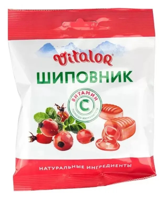 Виталор карамель леденцовая 60г шиповник/витамин С БАД