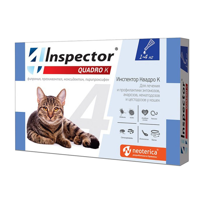 Инспектор капли для кошек 1-4кг quadro к