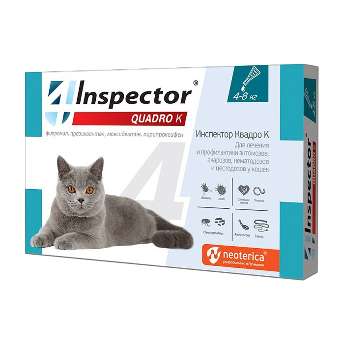 Инспектор капли для кошек 4-8кг quadro к