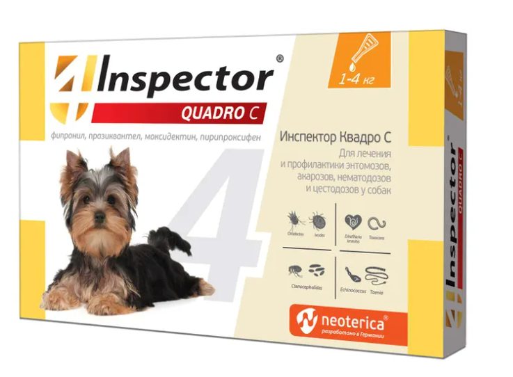 Инспектор капли для собак 1-4кг n3 quadro с