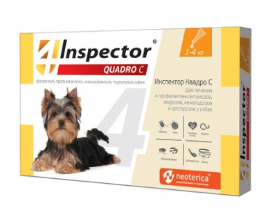 Инспектор капли для собак 1-4кг quadro с