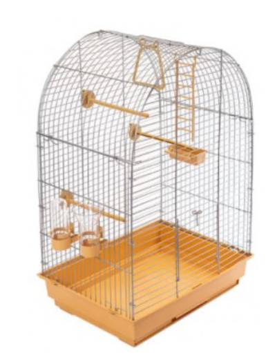 Клетка для птиц бежевая Дарэлл eco кеша с поилкой, кормушкой и жердочками 42х30х65см