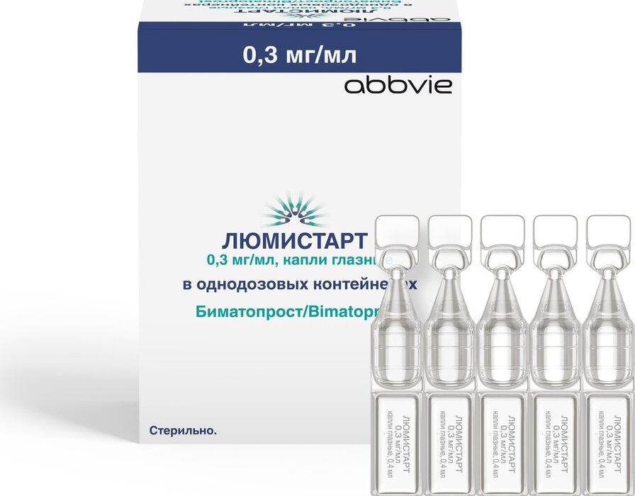 Люмистарт капли глазные 0.3мг/мл 0.4мл конт.пл. n30