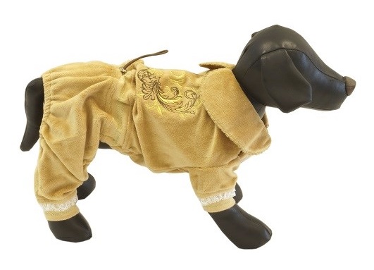 Комбинезон велюровый для собак коричневый Joy с вышивкой р.m
