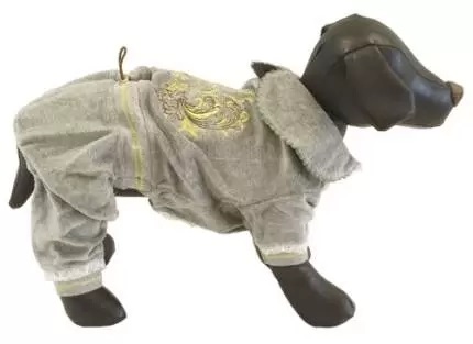 Комбинезон велюровый для собак серый Joy с вышивкой р.xs