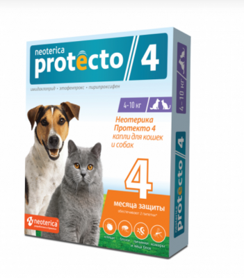 Protecto neoterica капли для кошек и собак до 4кг пипетка n2