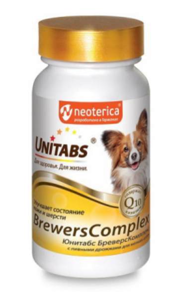 Unitabs таб для мелких собак n200 brewerscomplex кожа и шерсть с q10 и пивными дрожжами