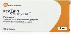 Реквип модутаб тб пролонг действ п/о плен 4 мг N 28