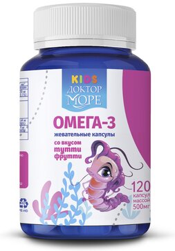 Бобрик Добрик Омега 3 детская тутти-фрутти капс жеват N 100
