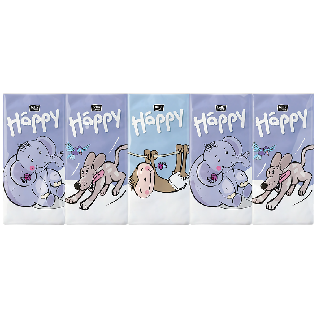 Happy платочки гигиенич носовые 3хслойные спайка 10шт N 10