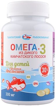 Salmonica Омега-3 из дикого камчатского лосося д/детей апельсин капс 300мг N250