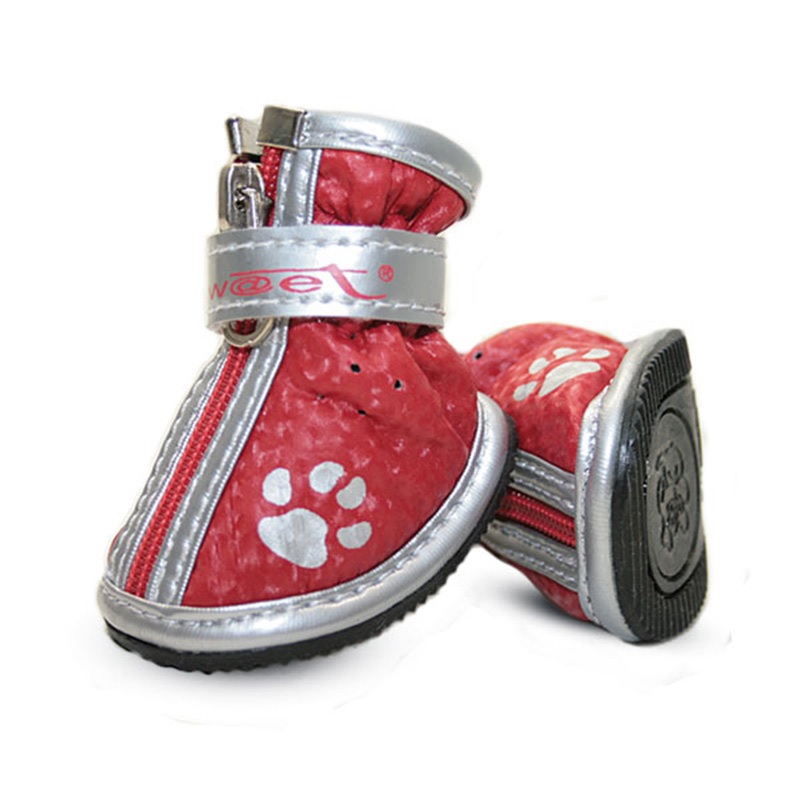 Ботинки мягкие для собак красные с лапками Triol р.0 40х30х40мм