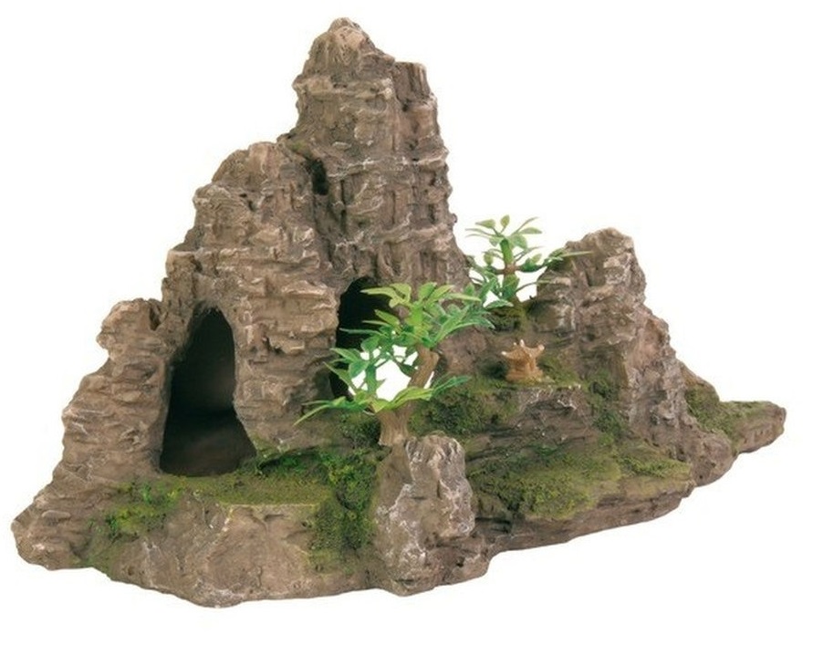 Грот скалы с пещерой и растениями Trixie 22см пластик