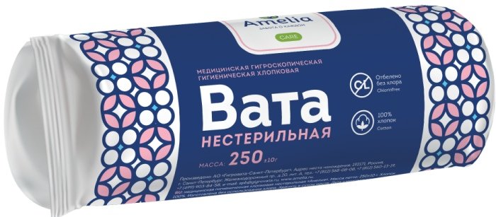 Вата нестерильная гигиеническая Амелия 250 г