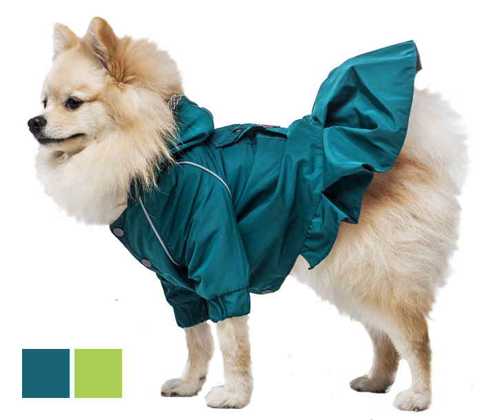 Дождевик-платье для собак Dogville на кнопках со светоотражающим кантом, нашивка 33см