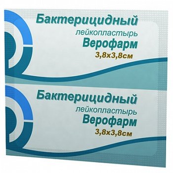Лейкопластырь Верофарм бактерицидный 3,8х3,8 см