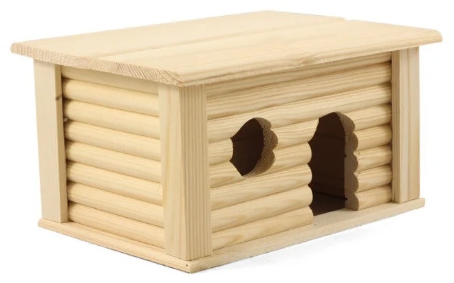 Домик деревянный с плоской крышей для мелких животных Гамма 21х14х11.5см