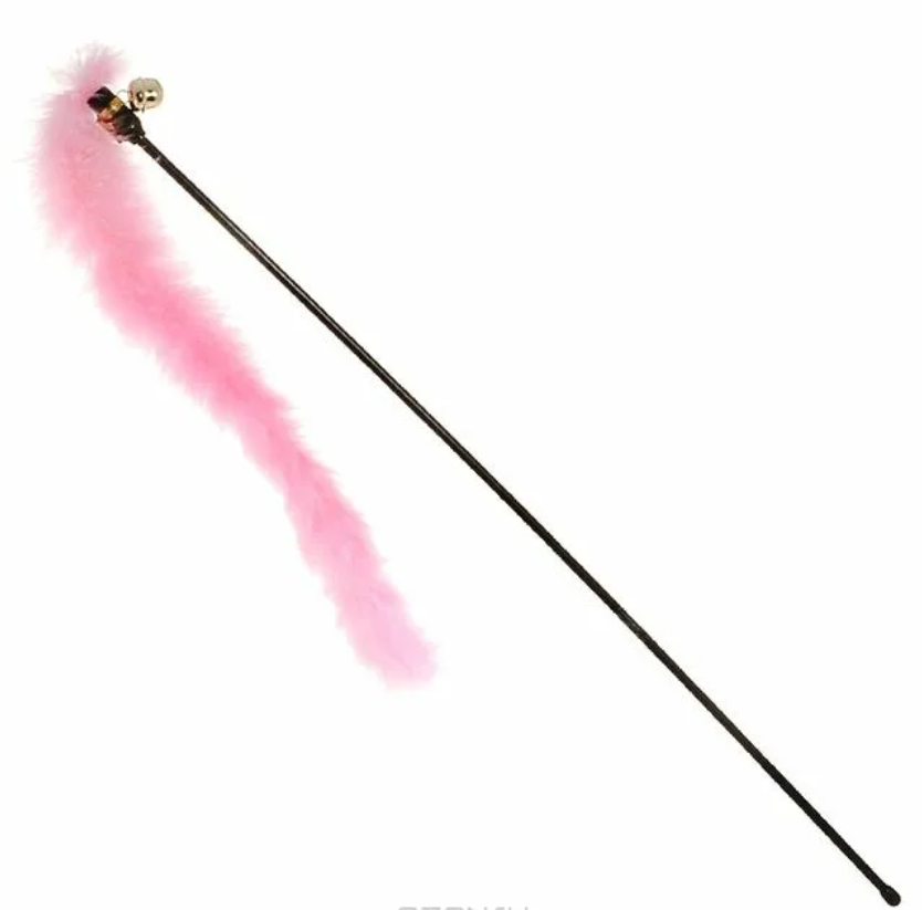 Дразнилка с хвостом и колокольчиком розовая Mypet 30см