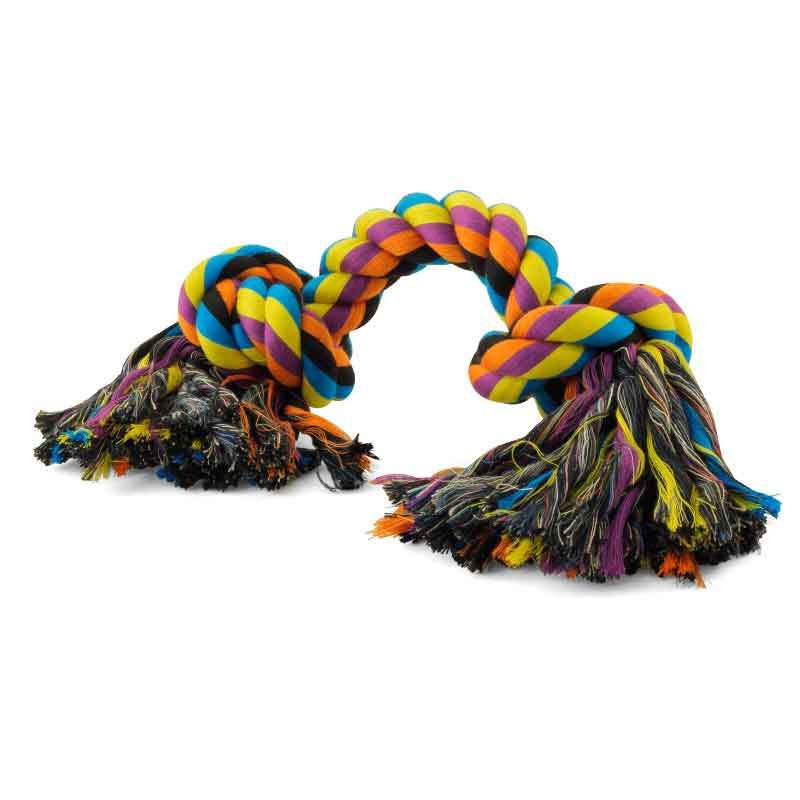Игрушка веревка-канат 2 узла для собак цветная Triol