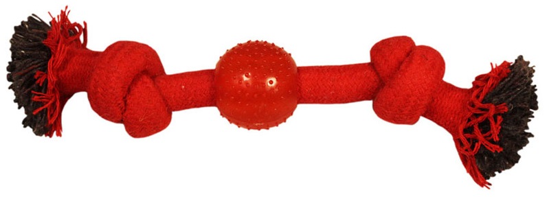 Игрушка веревка-канат 2 узла и мяч для собак Triol 23см