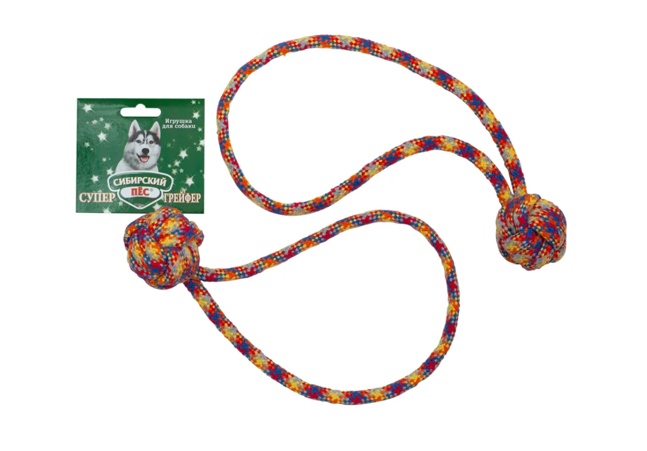 Игрушка грейфер веревка мяч канатный петля для собак цветная Сибирский пес d1см