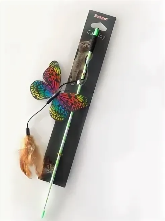 Игрушка дразнилка бабочка с колокольчиком для кошек 40см 10922-3795