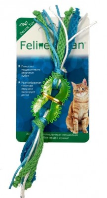 Игрушка колечко прорезыватель с лентами для кошек Feline clean dental
