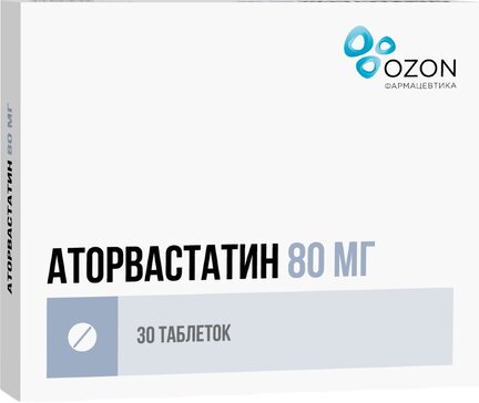 Аторвастатин Озон тб п/о плен 80 мг N 30