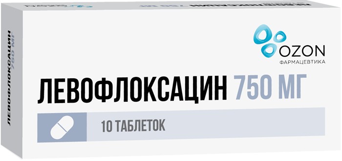 Левофлоксацин Озон тб п/о плен 750мг N 10