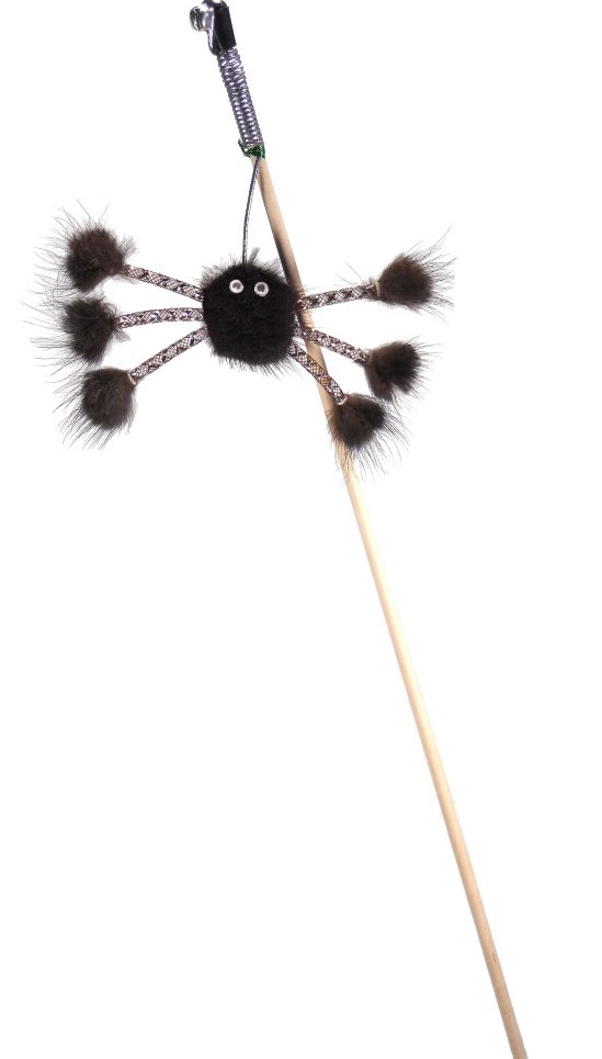 Игрушка махалка паук норковый на веревке для кошек Joy