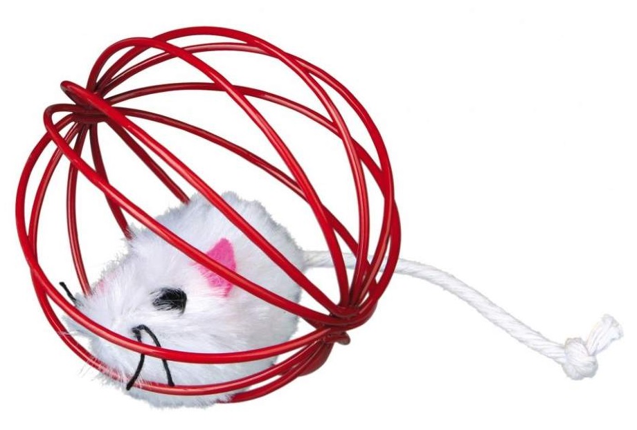 Игрушка мышка в проволочном шаре для кошек Trixie d6см n24