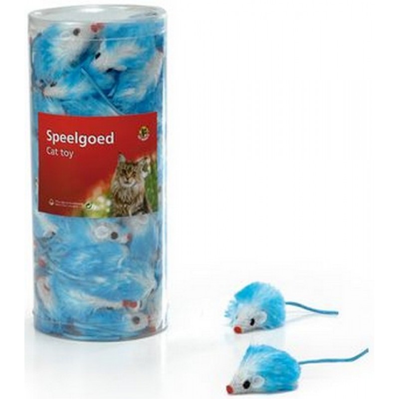 Игрушка мышка плюшевая для кошек голубая Beeztees в тубе 5см n84