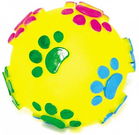 Игрушка мяч для средних и крупных собак с рисунком лапки 7.5см винил