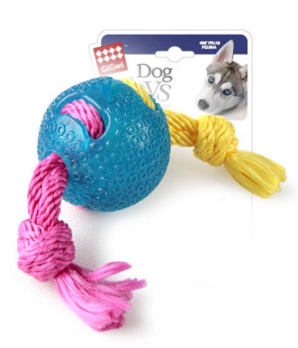 Игрушка мяч на веревке для собак Gigwi 8см