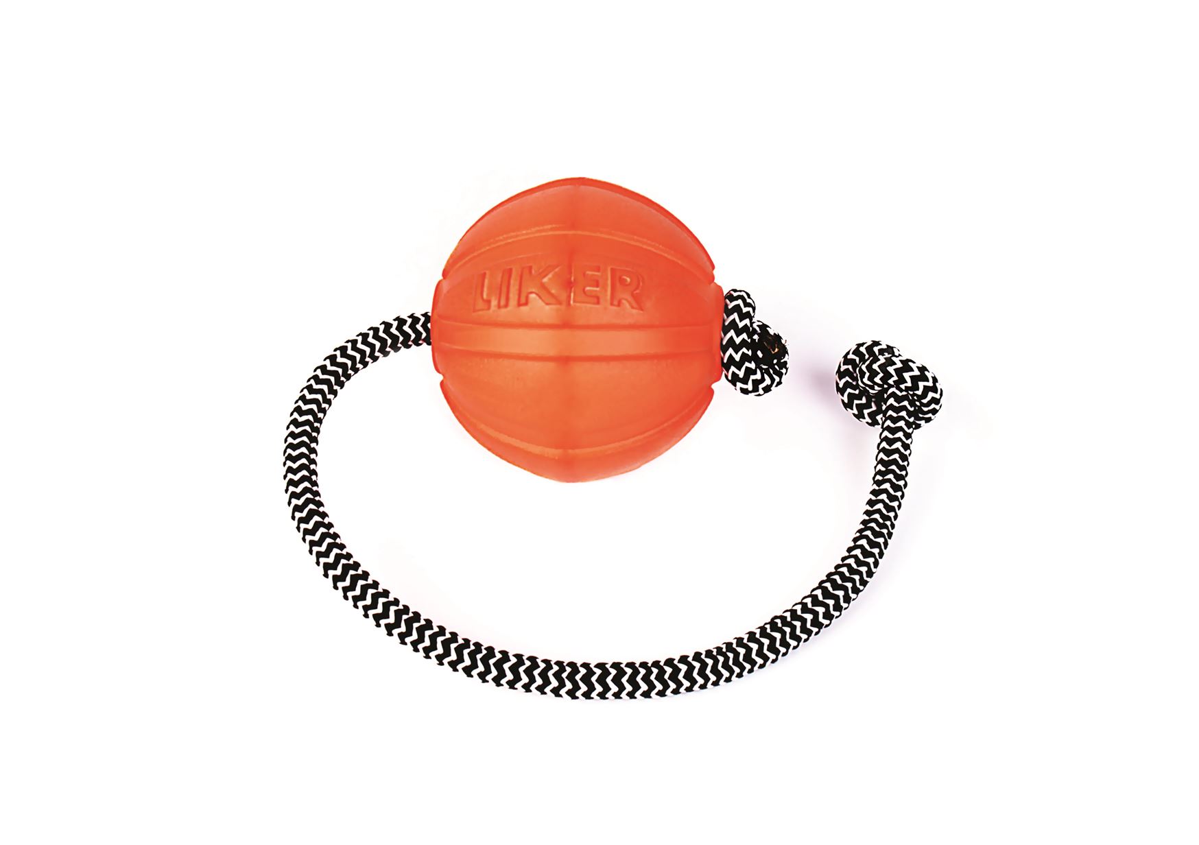 Игрушка мяч на шнуре для собак оранжевый Liker line 9см