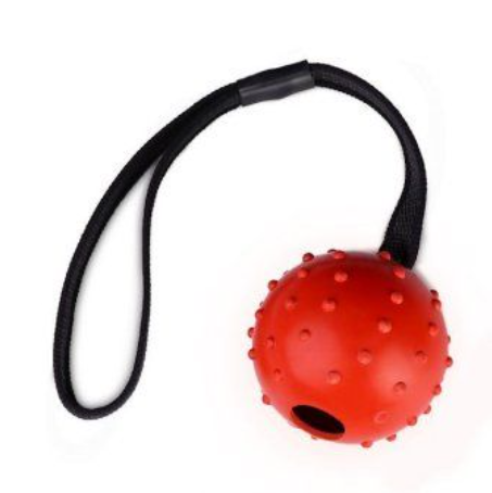 Игрушка мяч полый с прорезиненной нескользящей ручкой для собак 6см/30см 10920-0605 микс резина