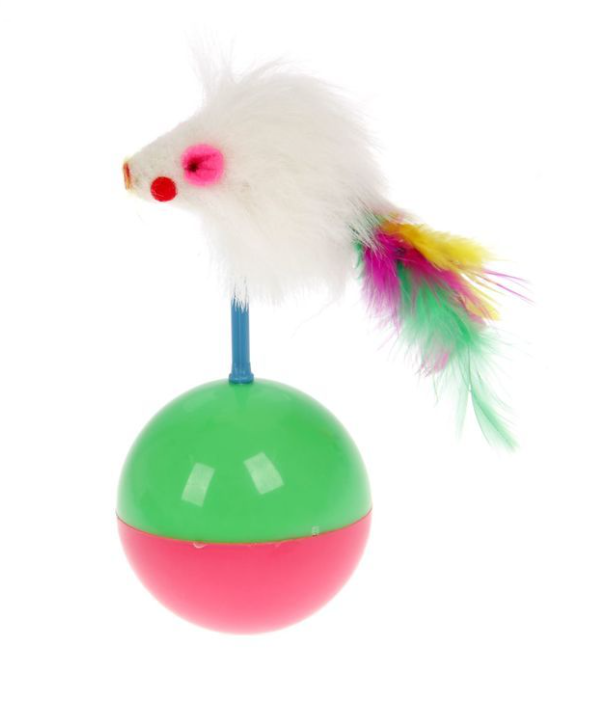Игрушка неваляшка мышь на шаре для кошек Брава