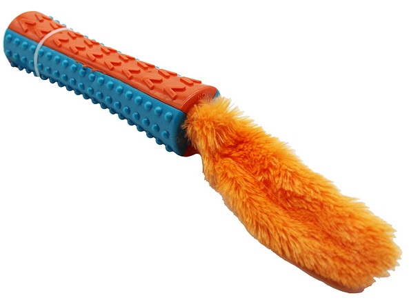 Игрушка палка-пищалка с хвостом для собак голубой/оранжевый M-pets 10630599