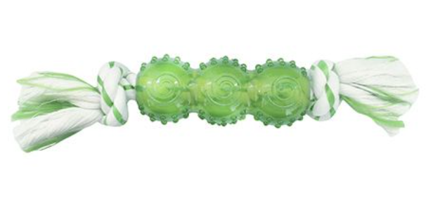 Игрушка палочка с канатом для собак зеленая Canine clean синтетическая резина 25см с ароматом мяты
