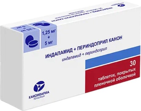 Индапамид+Периндоприл тб п/о 1.25 мг+5 мг N 30
