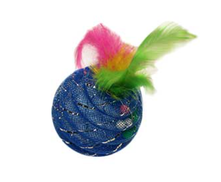 Игрушка шар-погремушка с перьями для кошек Брава 4.5см