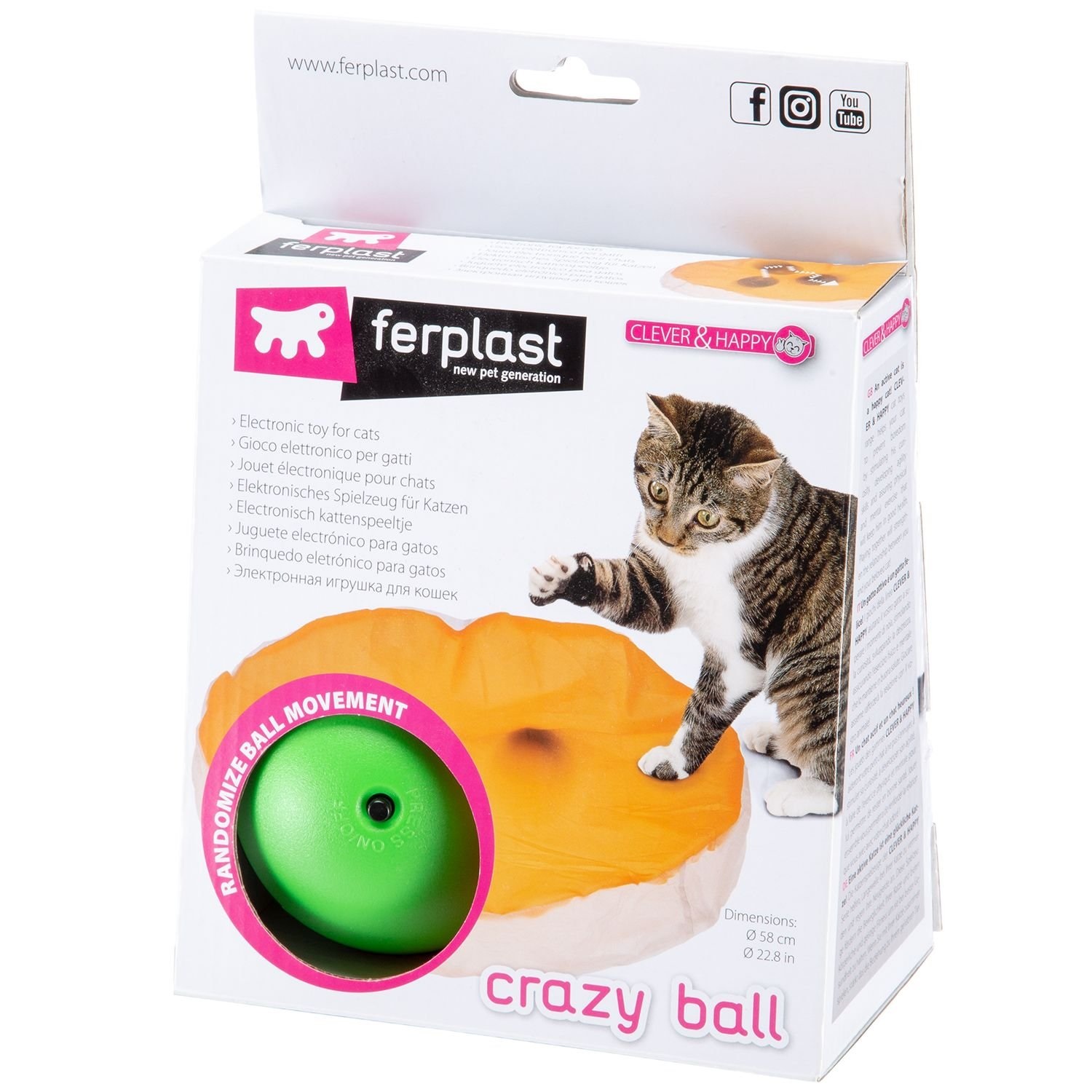 Игрушка электронная для кошек Ferplast crazy ball