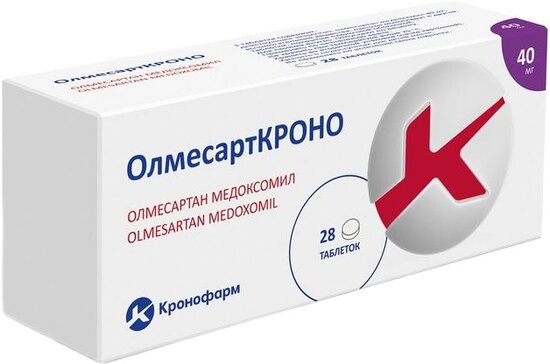 Олмесарткроно тб п/об пленочной 40мг n28
