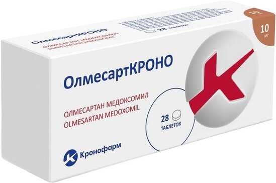 Олмесарткроно тб п/об пленочной 10мг n28