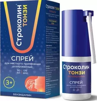 Строколин тонзи спрей дозир д/мест прим-я фл 176доз 30мл N 1