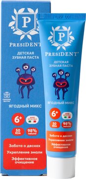 PresiDENT зубная паста детская с 6 лет ягодный микс 50г N 1
